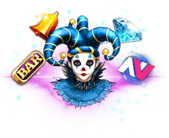NV Casino – Joker w niebieskiej czapce, diament, dzwonek i symbol BAR